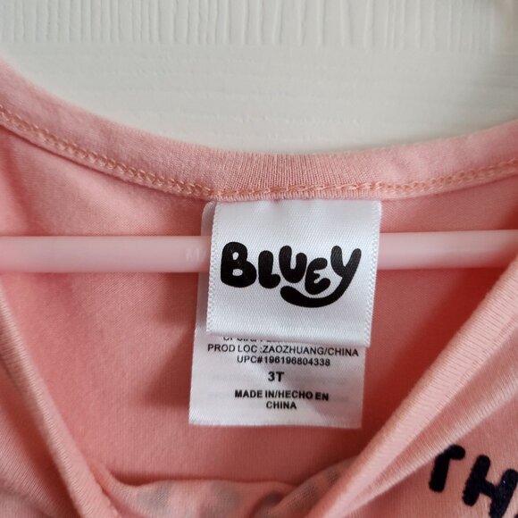 Bluey Kids Pink Dress 3T Bluey Characters "Lets Take This To The Max" Short Slee - Picture 3 of 6
